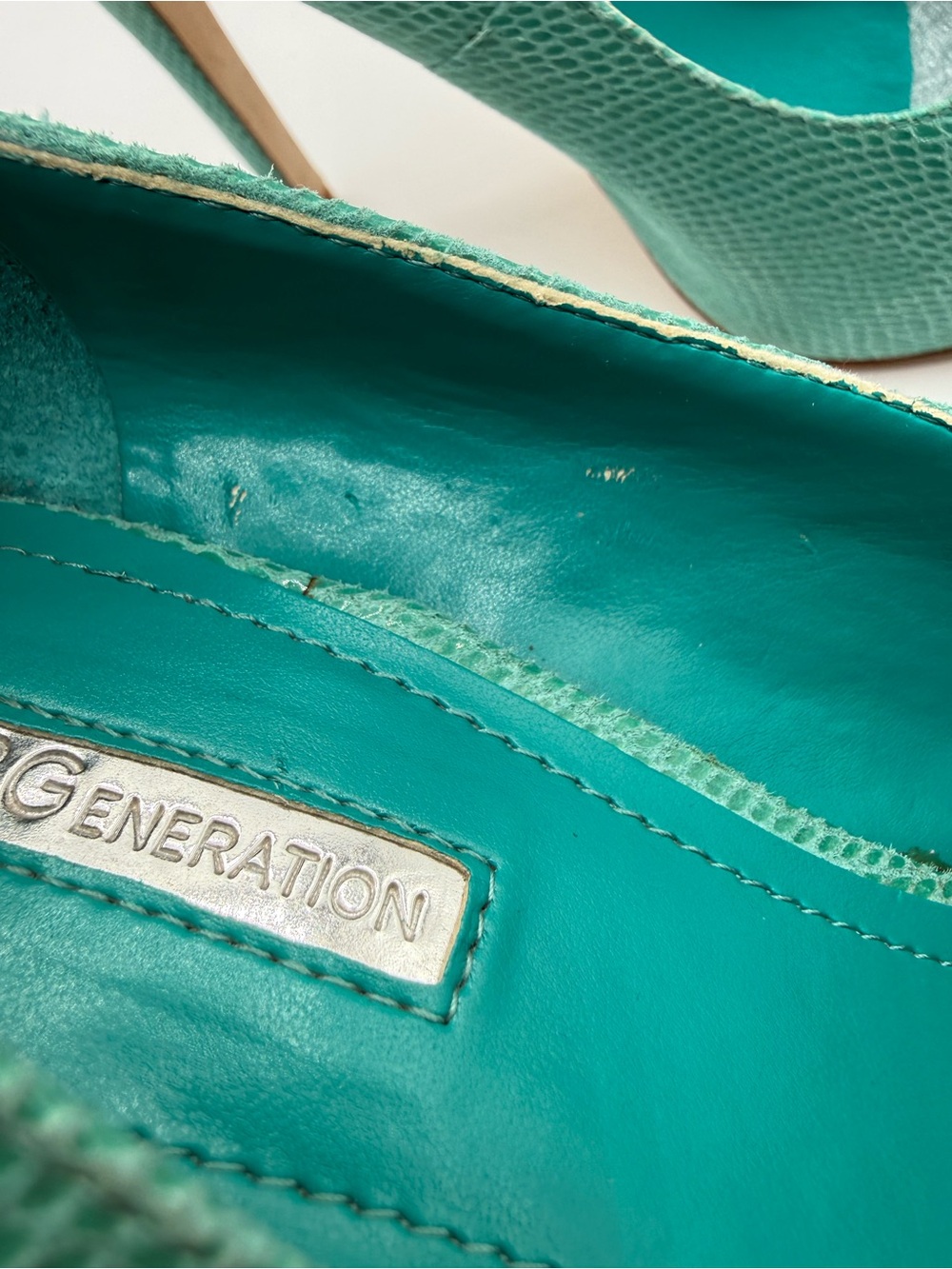 BCBGeneration Parade Platform Heels Teal Textured Pumps Stiletto High Heel Shoes - Picture 5 of 15